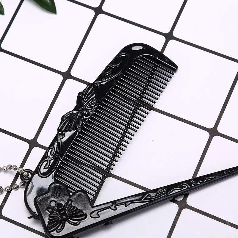 Portable Hair Comb Brush Heychain Foldable Massage Comb Anti-stati Chair 1pc