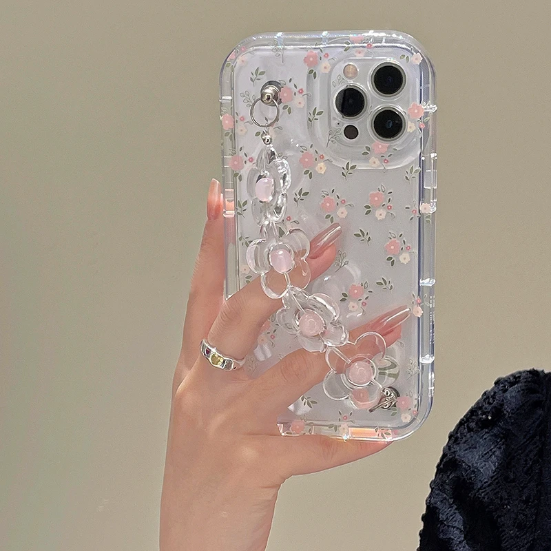 Pink Floral Chain Iphone Case
