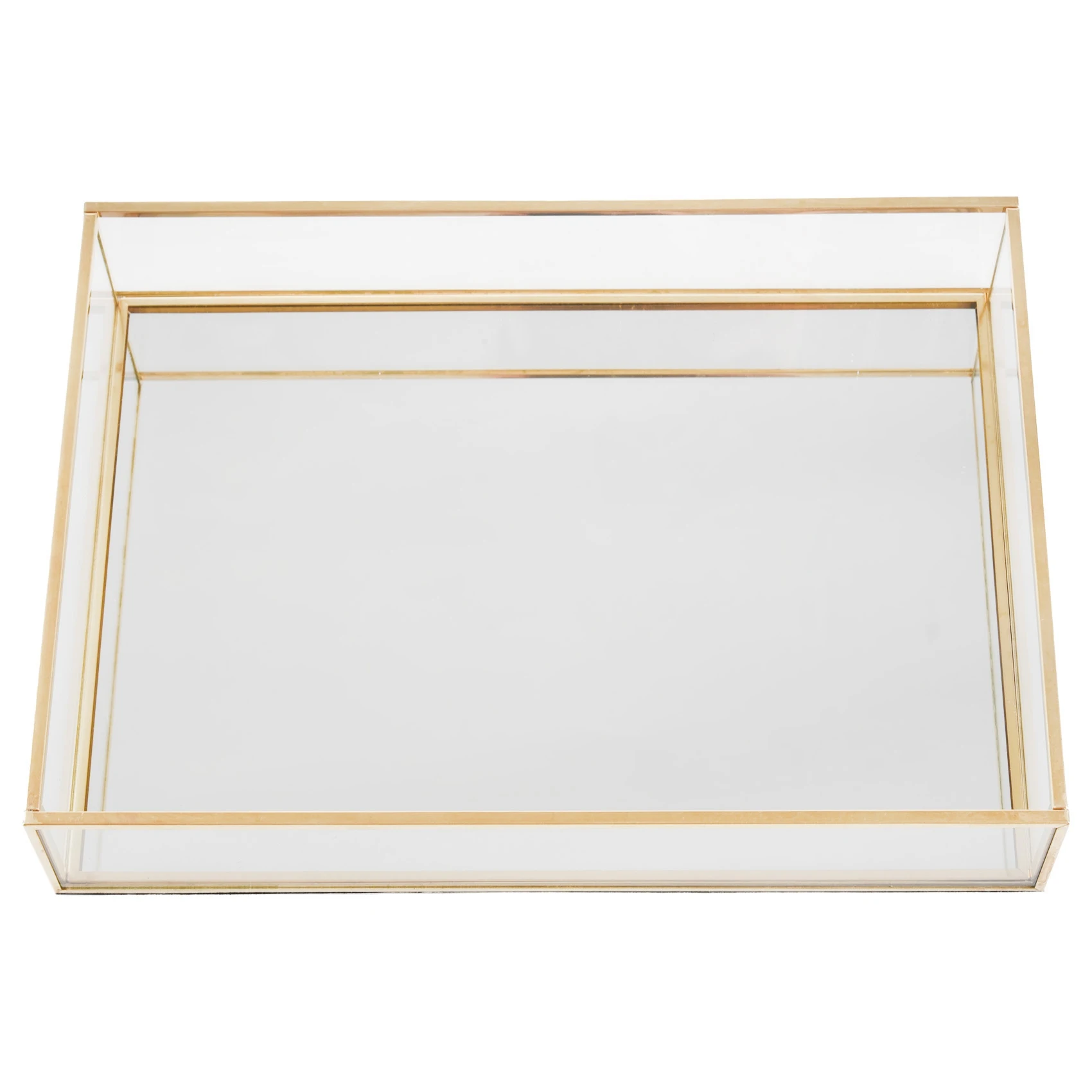 

Nordic Retro Storage Tray Gold Rectangle Glass Makeup Organizer Tray Dessert Plate Jewelry Display Home Kitchen Decor（M）