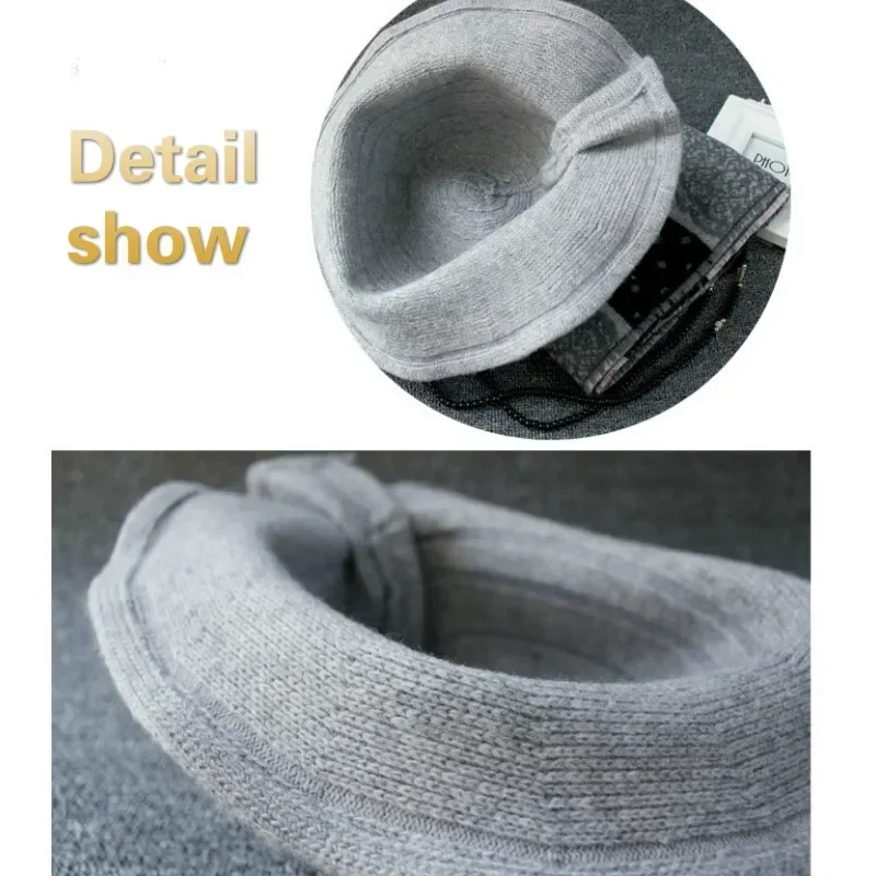 Autumn Winter Fedoras Women Hat Elegant Vintage Bowknot Wool Ladies Hat Dome Felt Wedding Church Jazz Cap Female Bow Bowler women hat