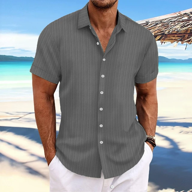 Men's Linen Shirt Summer Shirt Beach Shirt Collar Spring & Summer