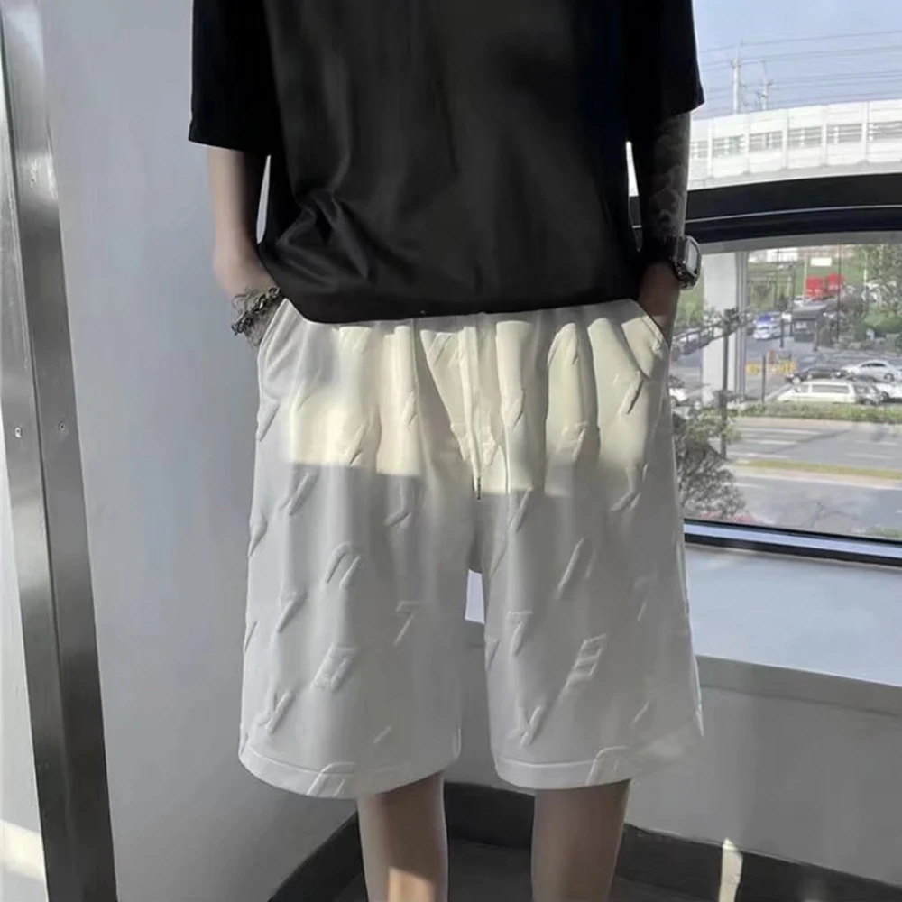 Foam Printed Casual Shorts Men's Summer Beach Pants Loose Trendy Street Sports Five-point Pants Unisex Elastic Waist Sweatpants