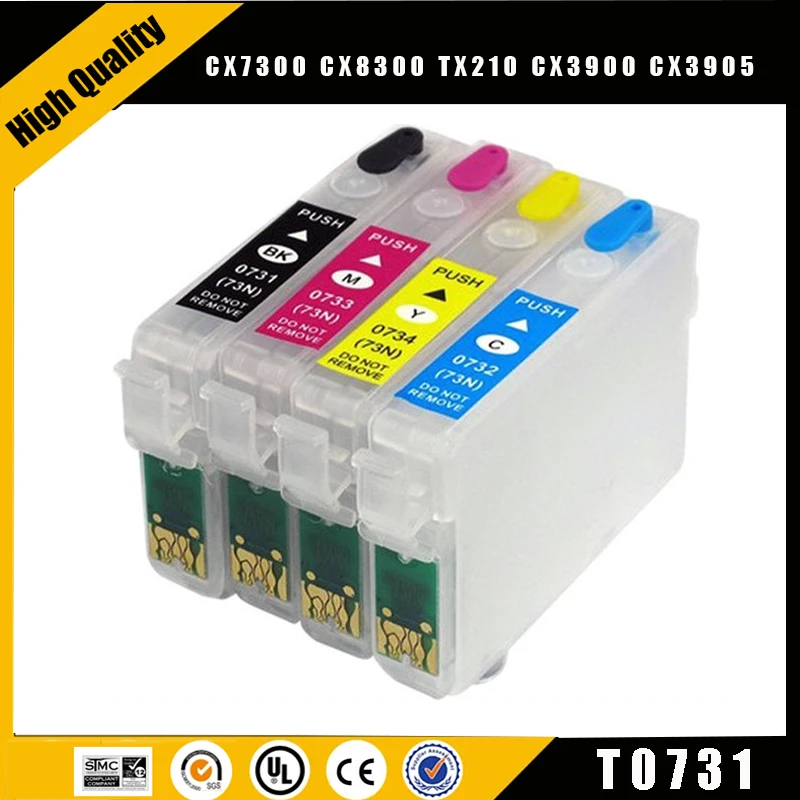 

einkshop T0731 - T0734 Refillable Ink Cartridge For Epson CX7300 CX8300 TX210 CX3900 CX3905 CX4900 CX4905 CX5500 CX5600 CX7310