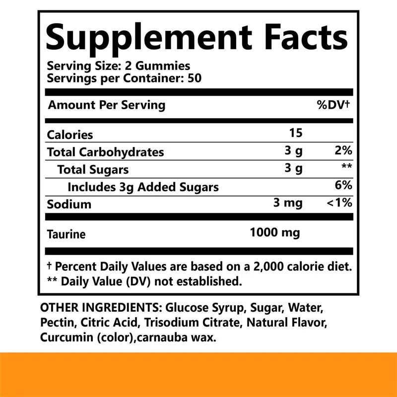 Taurine Gummies-Supports Brain, Heart, Vision, Nervous System Health, Boosts Metabolism, and Improves Athletic Performance
