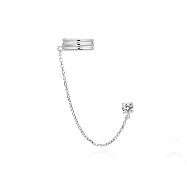 Boucles d'oreilles tendance en acier inoxydable pour femmes, 1 pièce, chaîne à Double perçage, fleur coréenne, Zircon, clous de perçage, bijoux à la mode