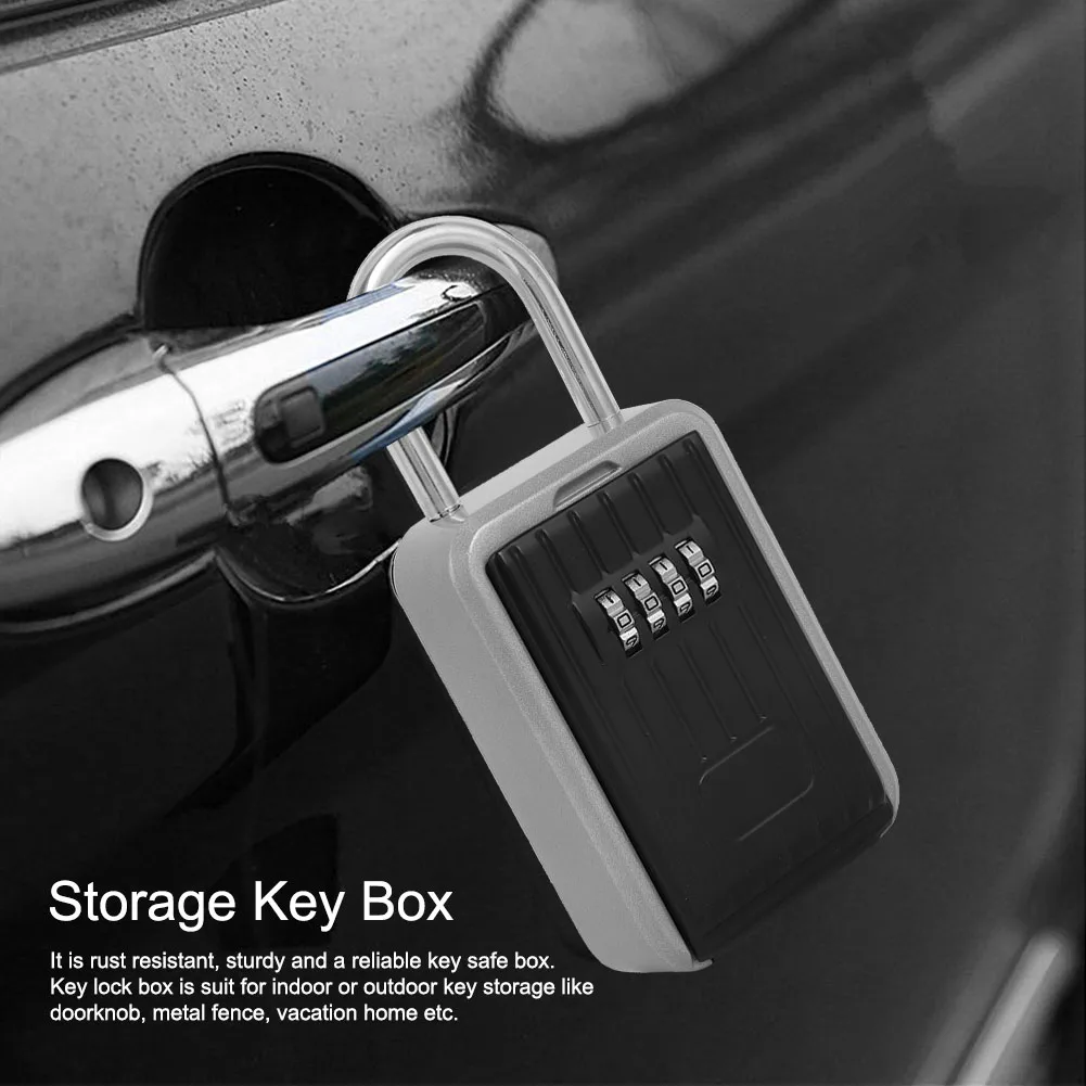 Key Box Key Lock Case Portable Outdoor Waterproof Wall Mounted 4‑Digit Combination Anti‑Theft Lock Storage Security Box