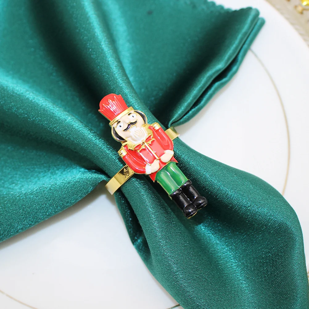 

Christmas Nutcracker Soldier Napkin Ring Serviette Holders Napkin Buckles New Year Wedding Banquet Party Table Decoration