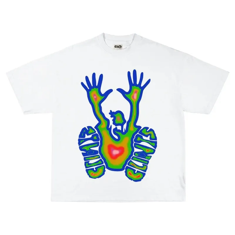 Oversized T-shirt Street vintage Men Y2k shirts Cartoon print pure cotton round neck short sleeve hip hop trend Harajuku top men women t shirt