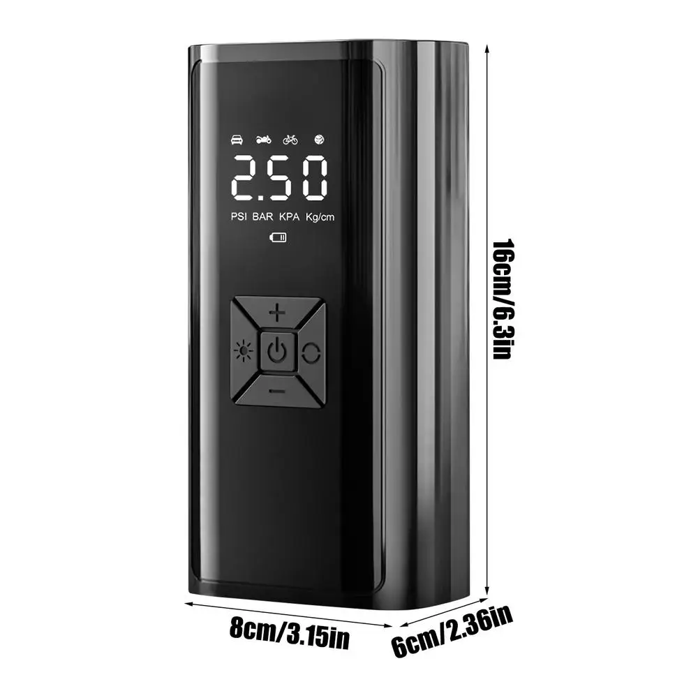 Портативний повітряний компресор Портативний автомобільний повітряний насос Бездротовий насос для накачування шин зі світлодіодним дисплеєм для автомобіля Подорожі Мотоцикл Дім RV