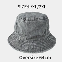 Big Head Plus Size Bucket Hat for Men  Pure Cotton Panama Fisherman Hat Korean Man Women 59cm 60cm 62cm 63cm Sun Hat 1