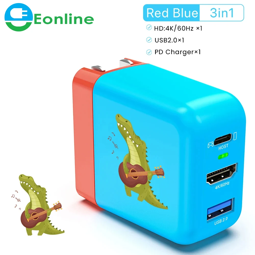Eonline 2D Gan 65W Caricabatterie Tv Docking Station Usb C A 4K 60Hz Hdmi Usb 2.0 Hub Per Nintendo Switch Gan Fast Charger