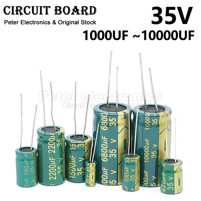 1-10PCS 35V  High Quality Aluminum Electrolytic Capacitor 1000uf 1500uf 2200uf 3300uf 4700uf 6800uf 10000uf icpart