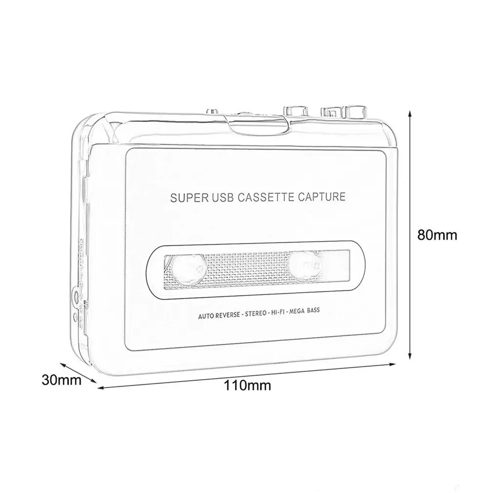 USB Cassette Tape Music Audio Player to MP3 Converter USB Cassette Player Capture Recorder to USB Flash Drive No PC