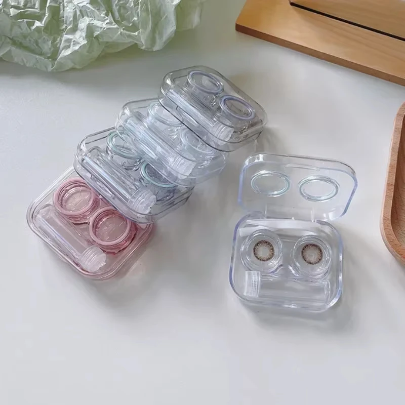 1pcs 콘택트 렌즈 케이스 핀셋 흡입 스틱 세트 또는 여행 휴가 콘택트 렌즈 주최자가있는 휴대용 플라스틱 보관 상자
