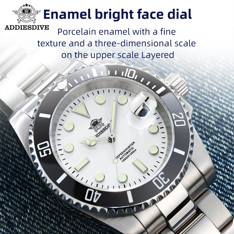 ADDIESDIVE Men Automatic Mechanical Watches Classic Retro Sapphire Glass Stainless Steel 300m Waterproof Men's Watch Reloj Hombr