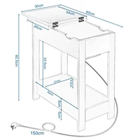 Table d'appoint EUGAD avec prise intégrée, table de chevet, console de café, table de canapé, plateau de table pliable pour salon, chambre, cuisine, entrée 6
