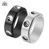 Titanium steel black and white Yin Yang Bagua rotatable ring personalized men's Tai Chi symbol rings 1