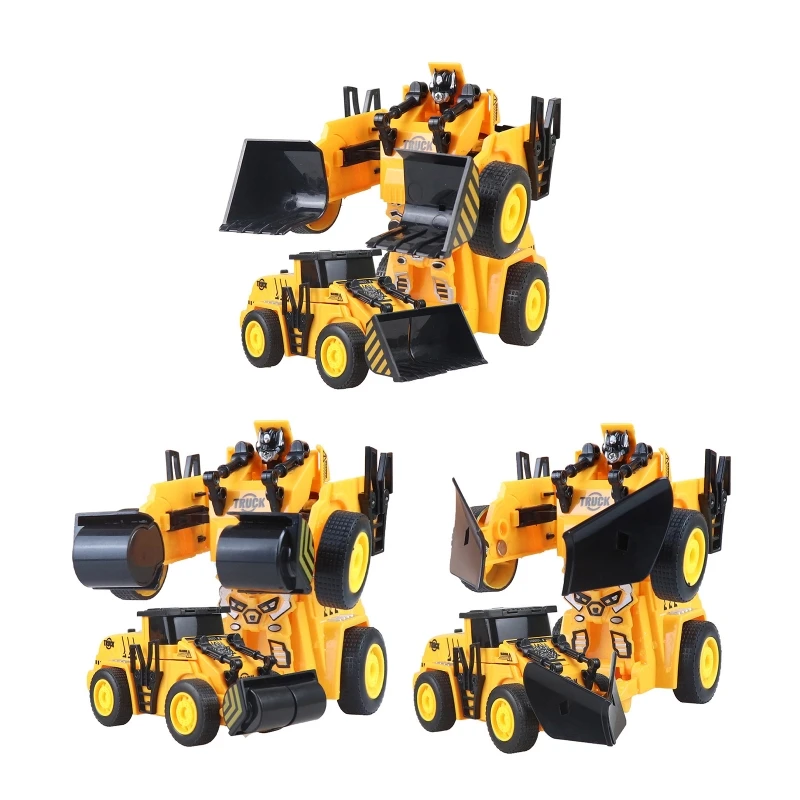 Deforming Robot Construction Car Sliding Bulldozer/Roller/Forklift Toy Friction Powered & Toy Children Gift Dropship