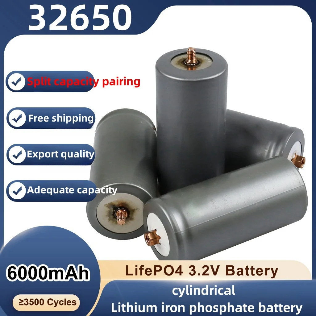 32650 6000mAh 3.2V lifepo4 rechargeable battery, professional lithium iron phosphate power battery with screws, free shipping