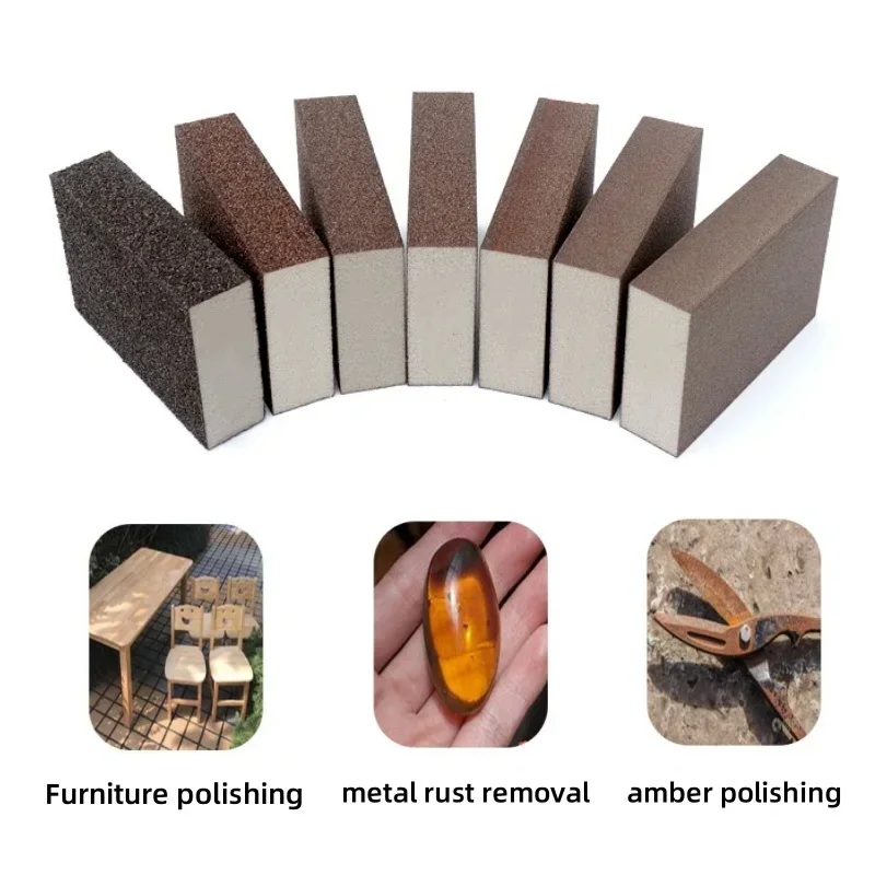 1/2/5 pieces of sponge sanding block 60-600 grit sponge brush wall grinding removal of deposits for wooden furniture metal polishing