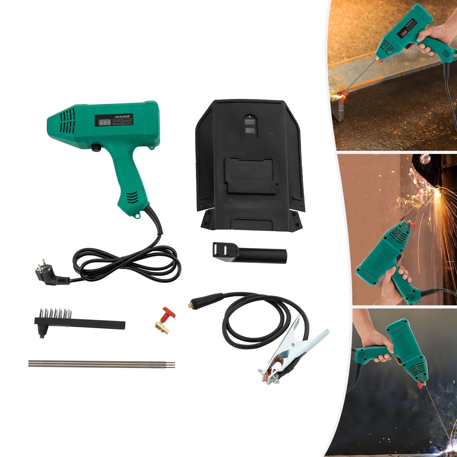 3000W Handschweißgerät Elektrisches tragbares digitales Pistolenschweißgerät W | Stahlklemme und Griff für Maschinenbau – Detail 1