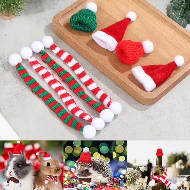 Juego de Mini gorro bufanda de tejer para muñecas, sombreros de para casa de muñecas, decoración para el hogar, cubierta de botella de gorras pequeñas mascotas, 1 Juego