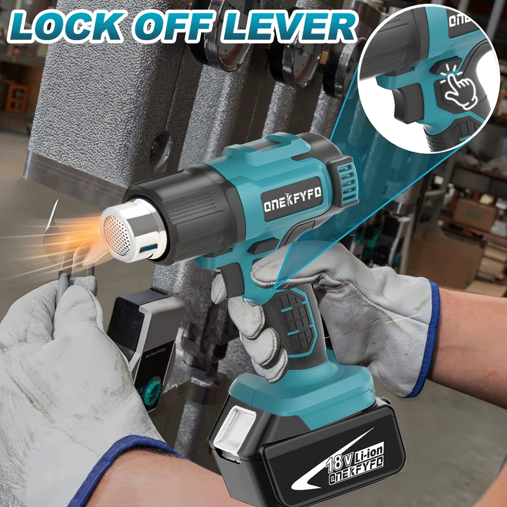 540℃ Electric Heat Gun 3 Nozzles LED Display Cordless Rechargeable Home Industrial Tools For makita 18V Battery