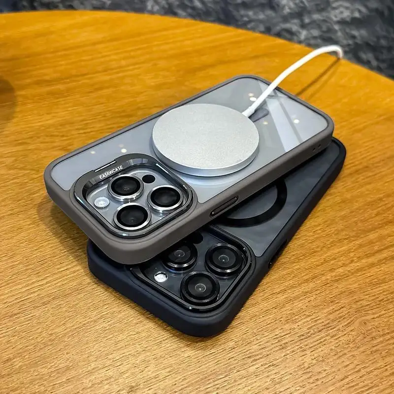 Luxuriöse Magsafe-kompatible Magnetische Stoßfeste Hülle für iPhone 16 15 13 12 11 ProMax 14 Plus mit Standfunktion und Glaslinsenschutz – Detail 2