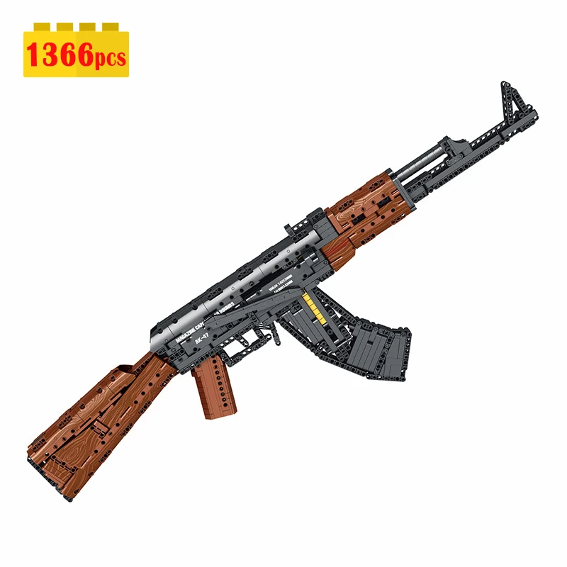 

NEW 1366pcs City Police Military Weapon AK-47 Assault Rifle Model Building Blocks ww2 Classic Gun Bricks Toys for Kids Gifts Set