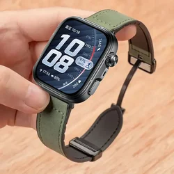 Premium Leather and Sports Silicone Strap with Magnetic Buckle - Elegant Wristband Bracelet for Huawei Watch Fit 4 - 5 (Green)