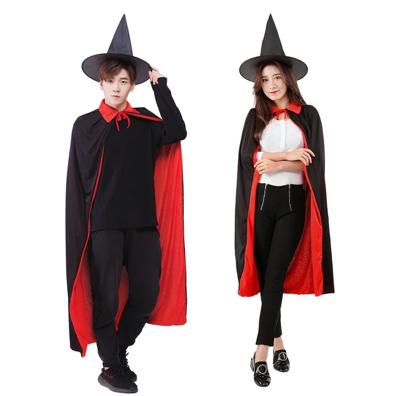 Unisex Christmas Halloween Witch Party Reversible Hooded Stand Collar Adult Vampires Cape Cloak Masquerade Cape Costume