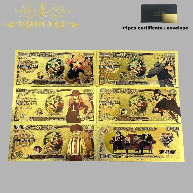 Anime Banknotes All Styles Japan Anime Banknote Sets Anime Plastic Card in 24k Gold Plated for Collection anime banknotes gold plated banknote commemorative banknotes collectible card