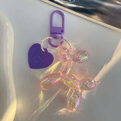 Vibrant Balloon Dog Keychain - Creative Charm & Bag Accessory (Purple)