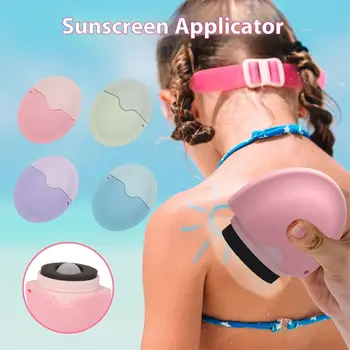 Silicone Suncream Roller Applicator Refillable Stitching Color Sunscreen Lotion Applicator Oval Roll On Sponge Applicator Travel 1