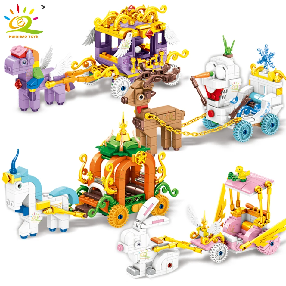Moc Princess Magic Car Buildings Blocks Ideas Friends Rainbow Ice Carrier Bricks City Construction Toys For Children Girls Gift