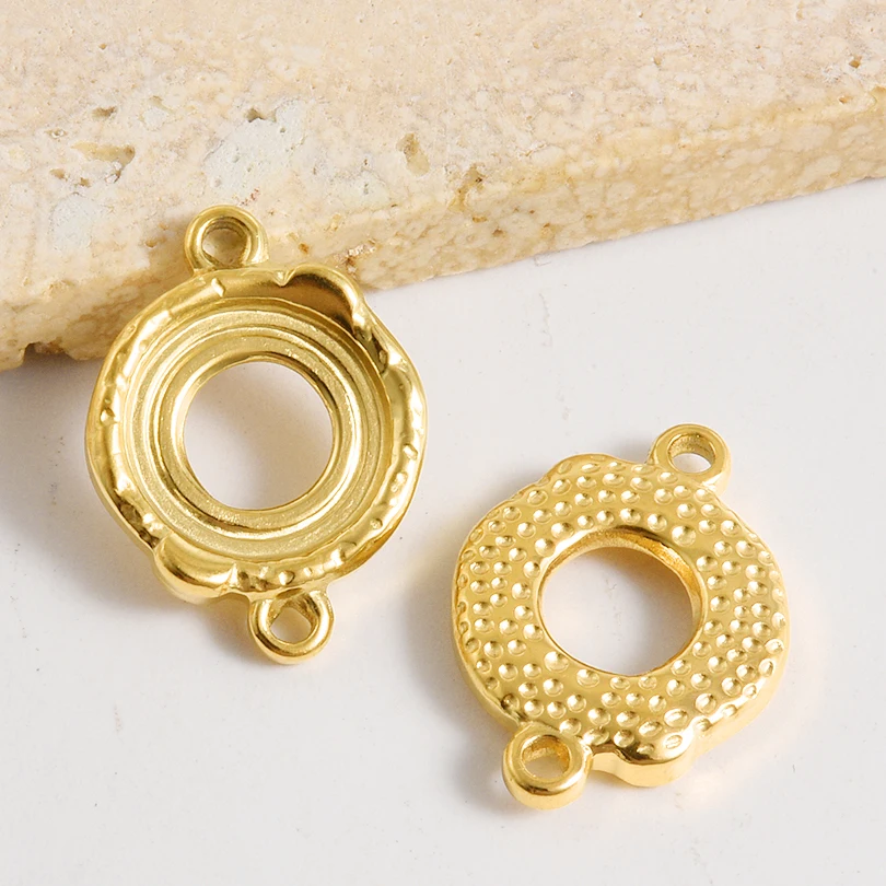 5 stücke Unregelmäßige Geometrische Cabochon Anhänger Gold Farbe Charme Edelstahl Anhänger Für Schmuck Machen DIY Stein Emaille Material – Detail 3