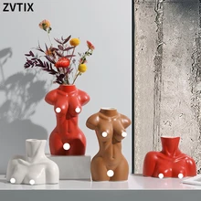 

Bust Goddess Statue Ceramic Vase Female Body Sculpture Art Vase Living Room Garden Dried Flowers Arrangement Cute Modern Decor