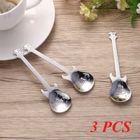 3PCS Stainless Steel Guitar Coffee Teaspoons Creative Cute and Easy To Clean Musical Coffee Sugar Spoon Milk Tea Shop Use Spoons 1