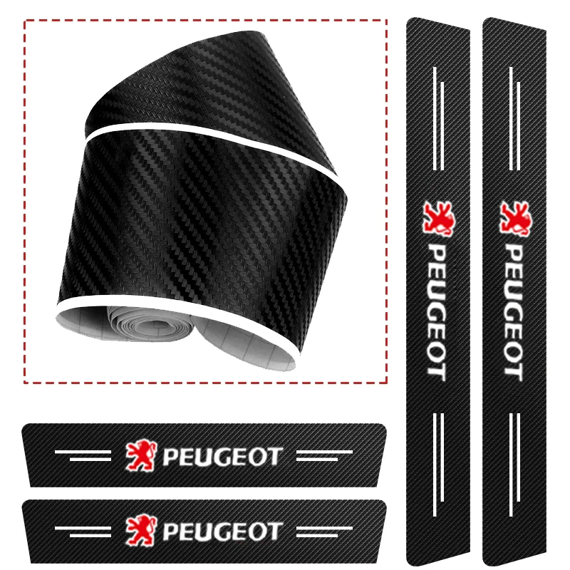 Car accessories Door Sill Scuff Plate Decor Carbon Fiber Stickers For Peugeot 408 4008 308 5008 508 208 301 407 107 106 1/4/5Pcs Car Stickers Car Interior Accessories