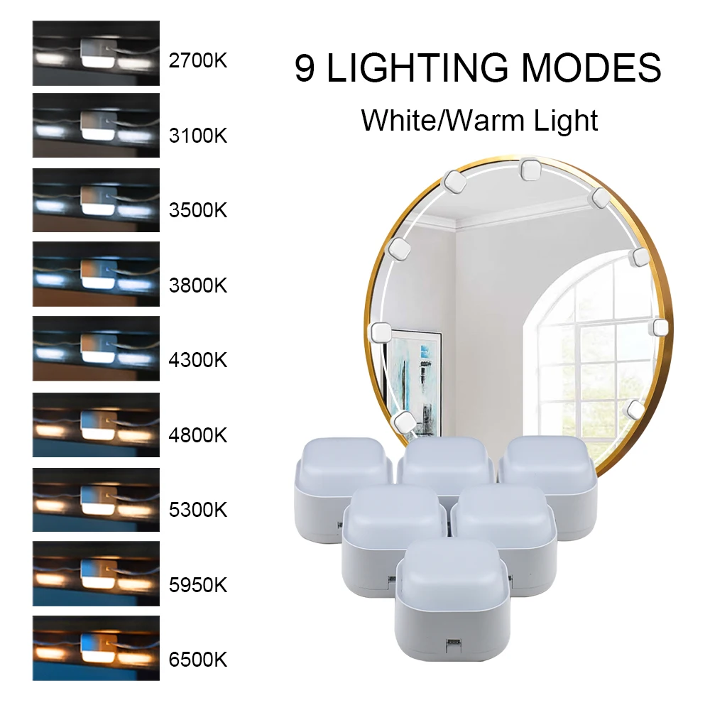 Wiscolor LED Vanity Light Mirror Light USB Bathroom Dressing Table Lighting Dimmable For Makeup Mirror LED 12 Bulbs mirror lights