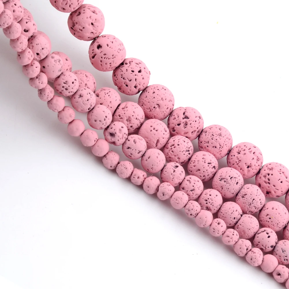 Natursteinperlen Mix Vulkangestein Lava Gummi für Schmuckherstellung Runde lose Perlen Diy Zubehör Armband 4-10mm 15 Zoll – Detail 5
