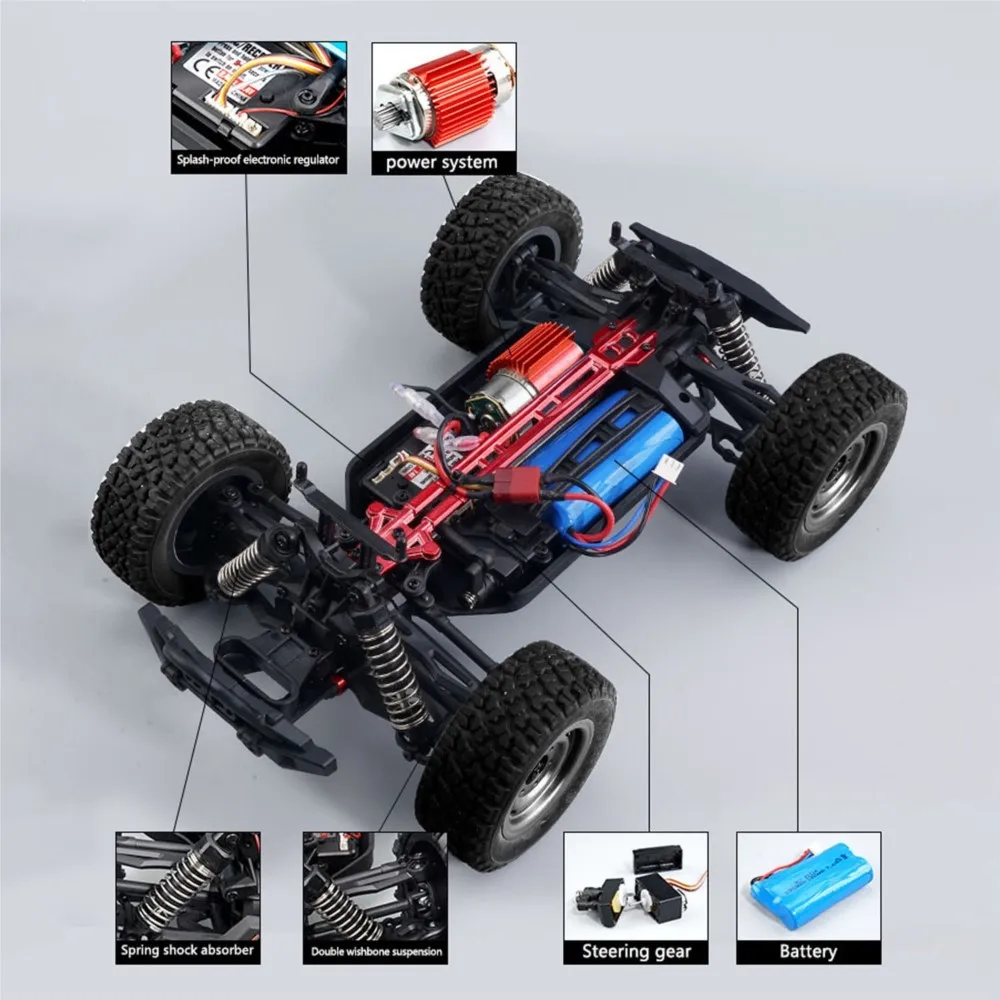 Pack prêt à rouler de la voiture tout-terrain RC 1/16 AWD SCY 16103 avec télécommande et batterie.