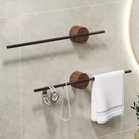 Walnut Towel Rack Perforation-free Bathroom Bar Hanging Bathroom Towel Rack Hanging Rod Single Rod Storage Rack Hand Towel Bar 1