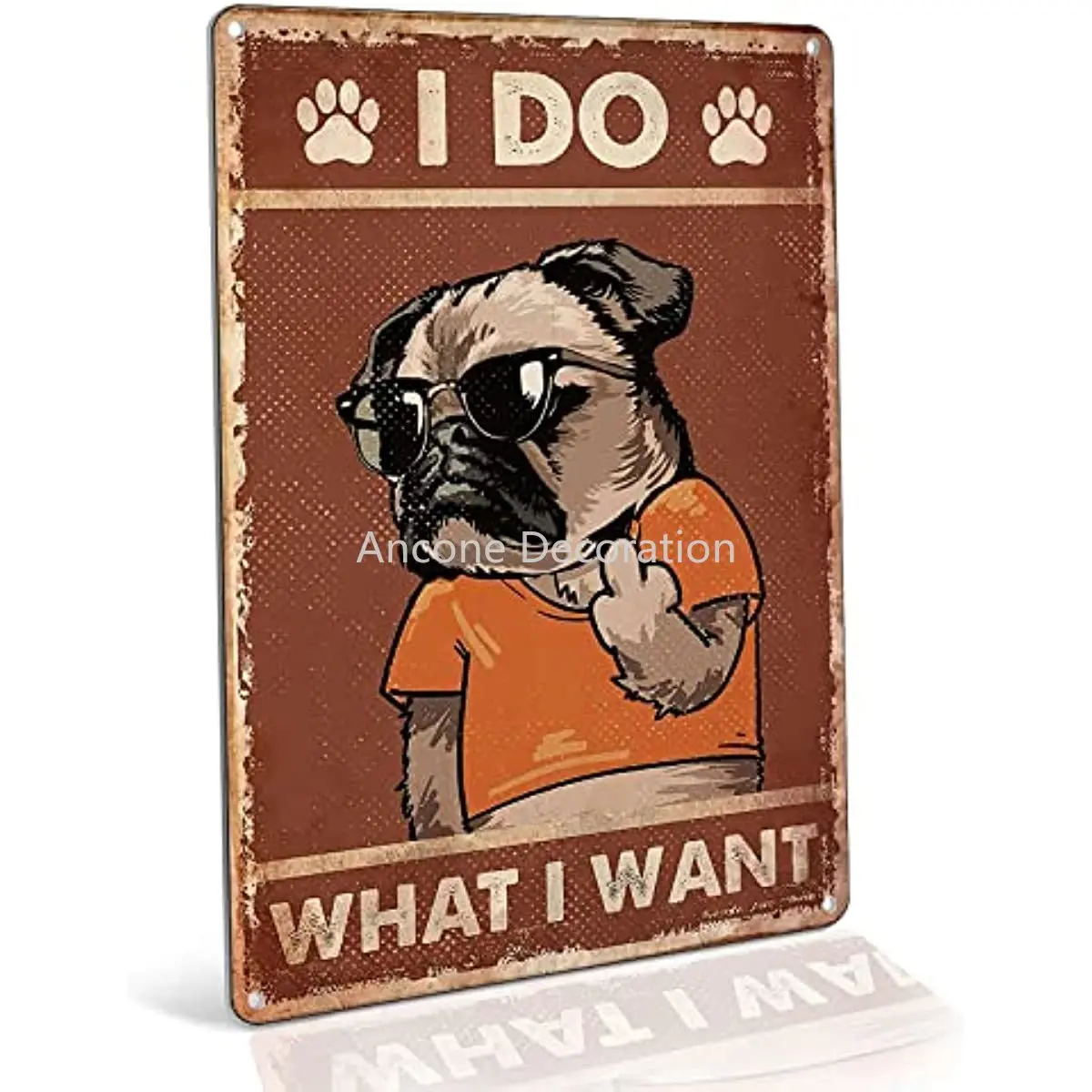

Funny Pug DogTin Signs Poster With Middle Finger Print Poster for Cafe Bar Pub Beer Club Wall Decor， Wall Art,Dog Gift
