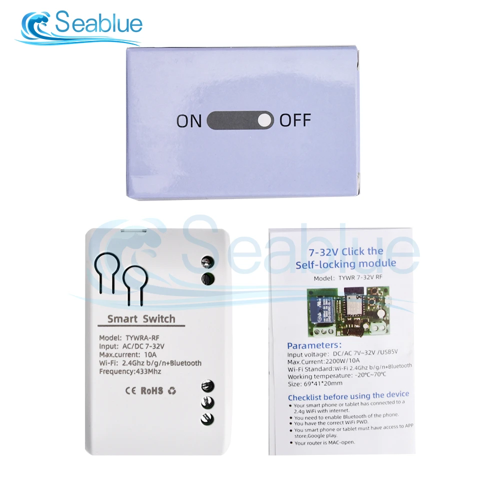 5V 12V 32V 220V Tuya Smart Wifi Motor Switch Module RF 433Mhz Radio Remote Control 1 Channel Inching Relay for Alexa Google Home