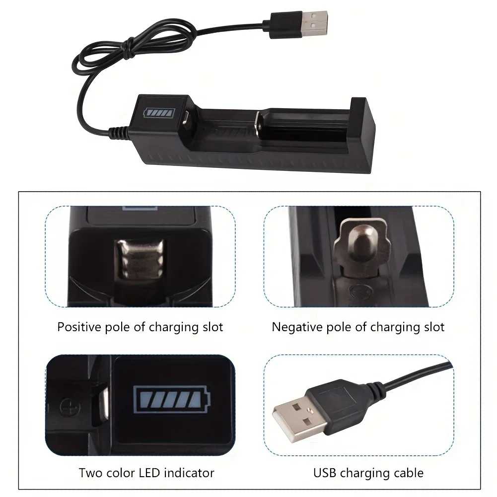 Charger Adapter Battery Charger Battery Charger Adapter 18650 Charger Charging 3.7V Li-ion Battery Charger USB Universal Smart 1 Slot Lithium Batteries Charging Adapter