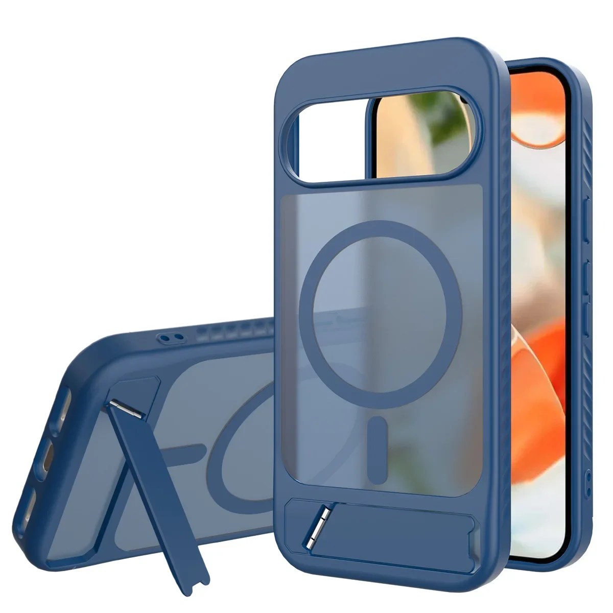 MagSafe Armor Shockproof Matte Case with Magnetic Wireless Charging and Hidden Bracket - Semi-Transparent Cover