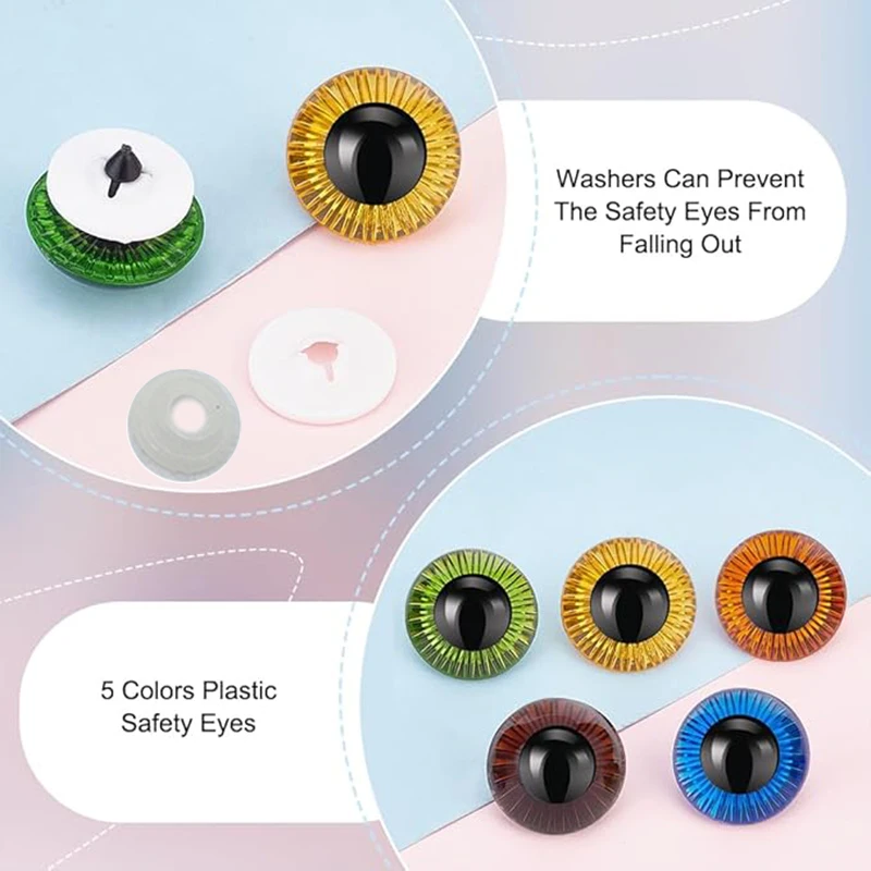 Crochet Doll Plastic Safety Eyes Threaded Shank Design with Sturdy Washers DIY Plush Animal Doll Craft Making Supply plastic safety eyes googly doll eyes plastic toy eyes doll eyes