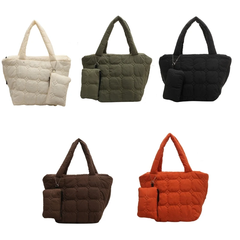 

Versatile Nylon Shoulder Bags with Small Purse Solid Color Armpit Bag Handbag E74B