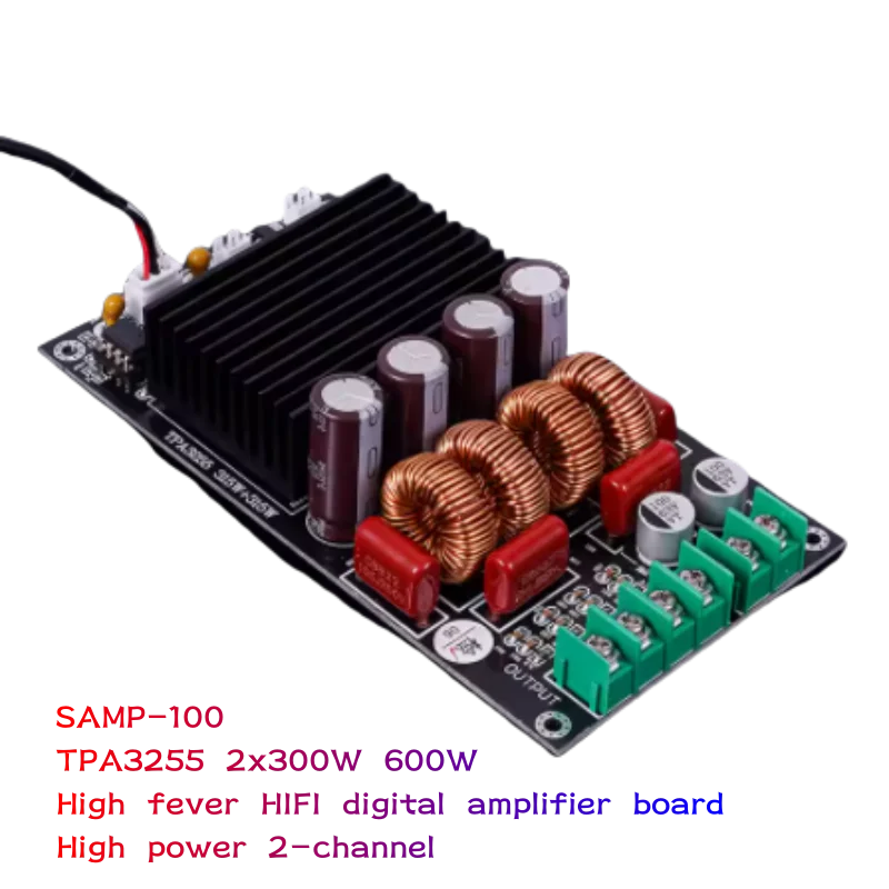 SAMP-100 하이파이 디지털 앰프 보드, 고출력 2 채널, TPA3255, 2x300W, 600W 발열